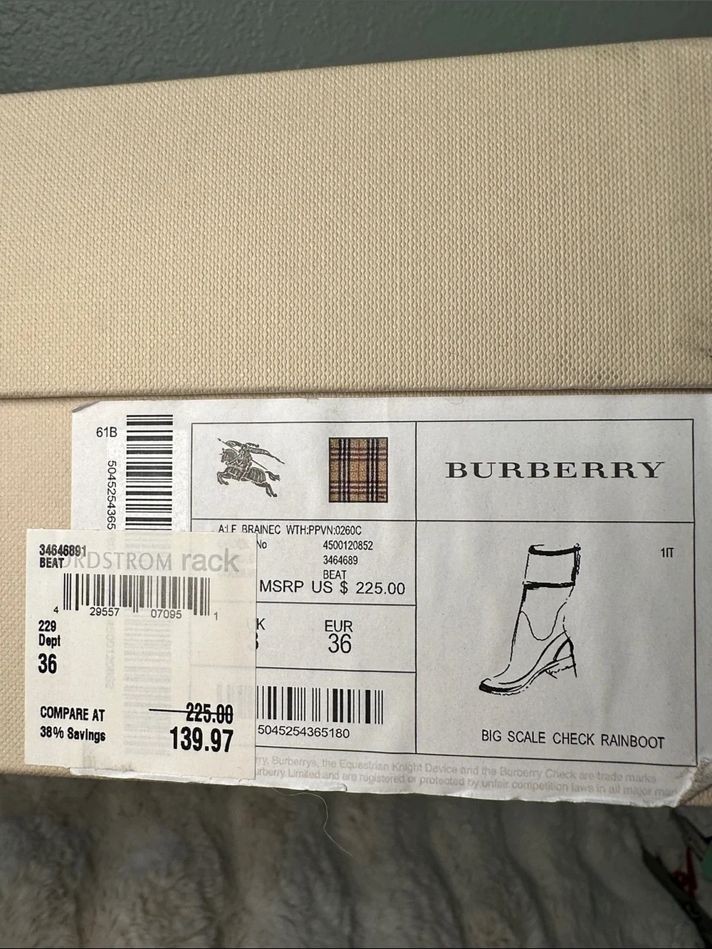 Burberry Big Scale Check Rainboot | Like New